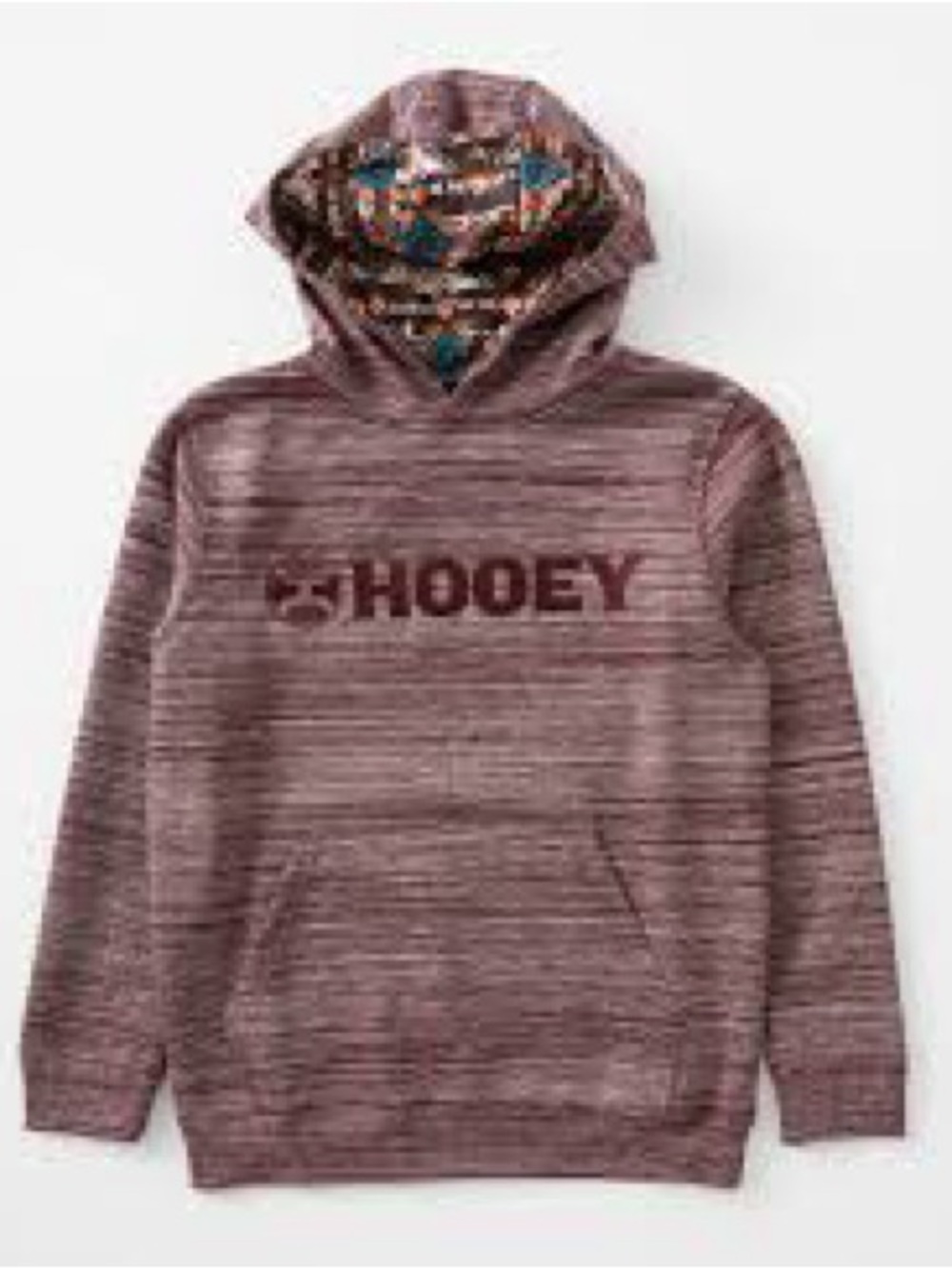 Hooey Maroon Heather Hoodie with Colorful Patterned Hood
